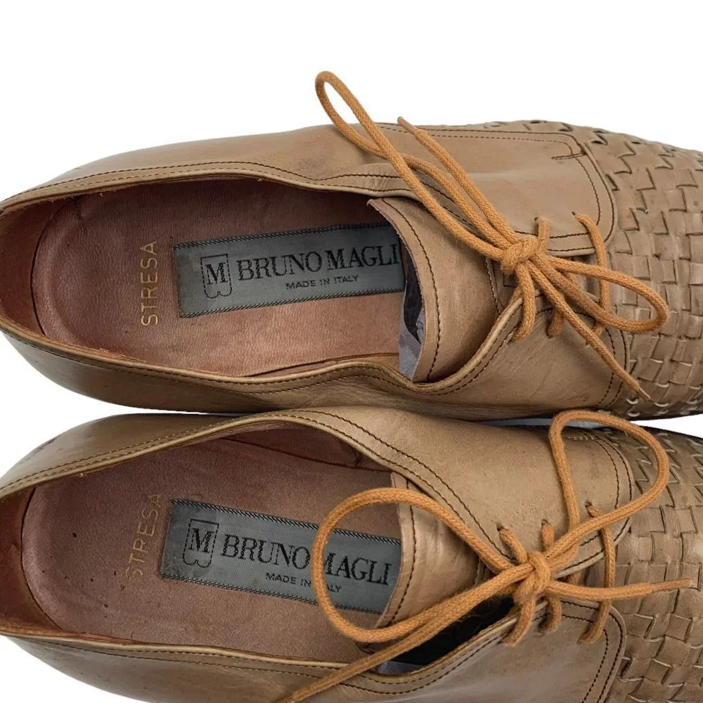 Bruno Magli Vintage Stresa Basketweave/Woven Leather Shoes Men's Size 8